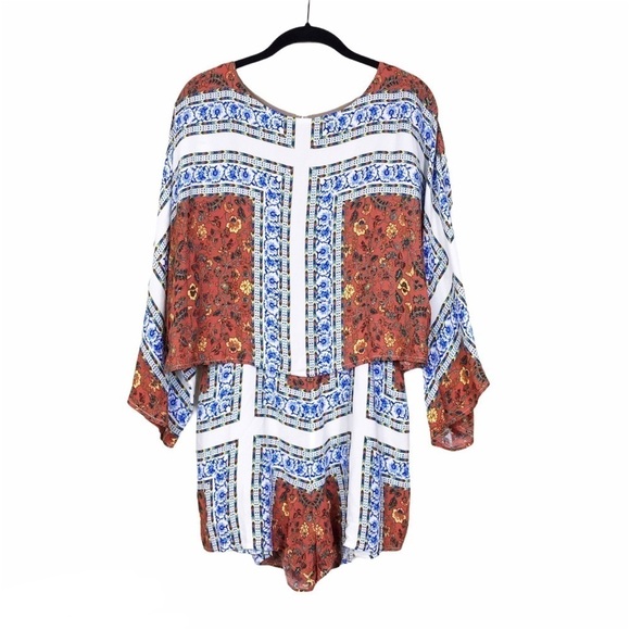 NWT Line and Dot Split Back Tasha Kimono Romper M - Picture 1 of 12